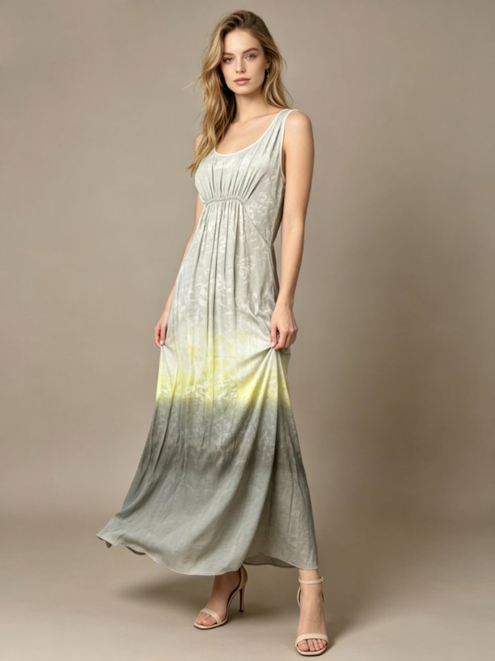NWOT Mint Velvet Floral Sleeveless Omber Drape Front Maxi Dress US 8 UK 12